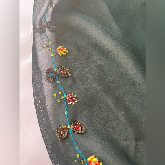 Beautiful delicate black sari designer new lightweight  embroidery elegant new - Picture 4 of 10